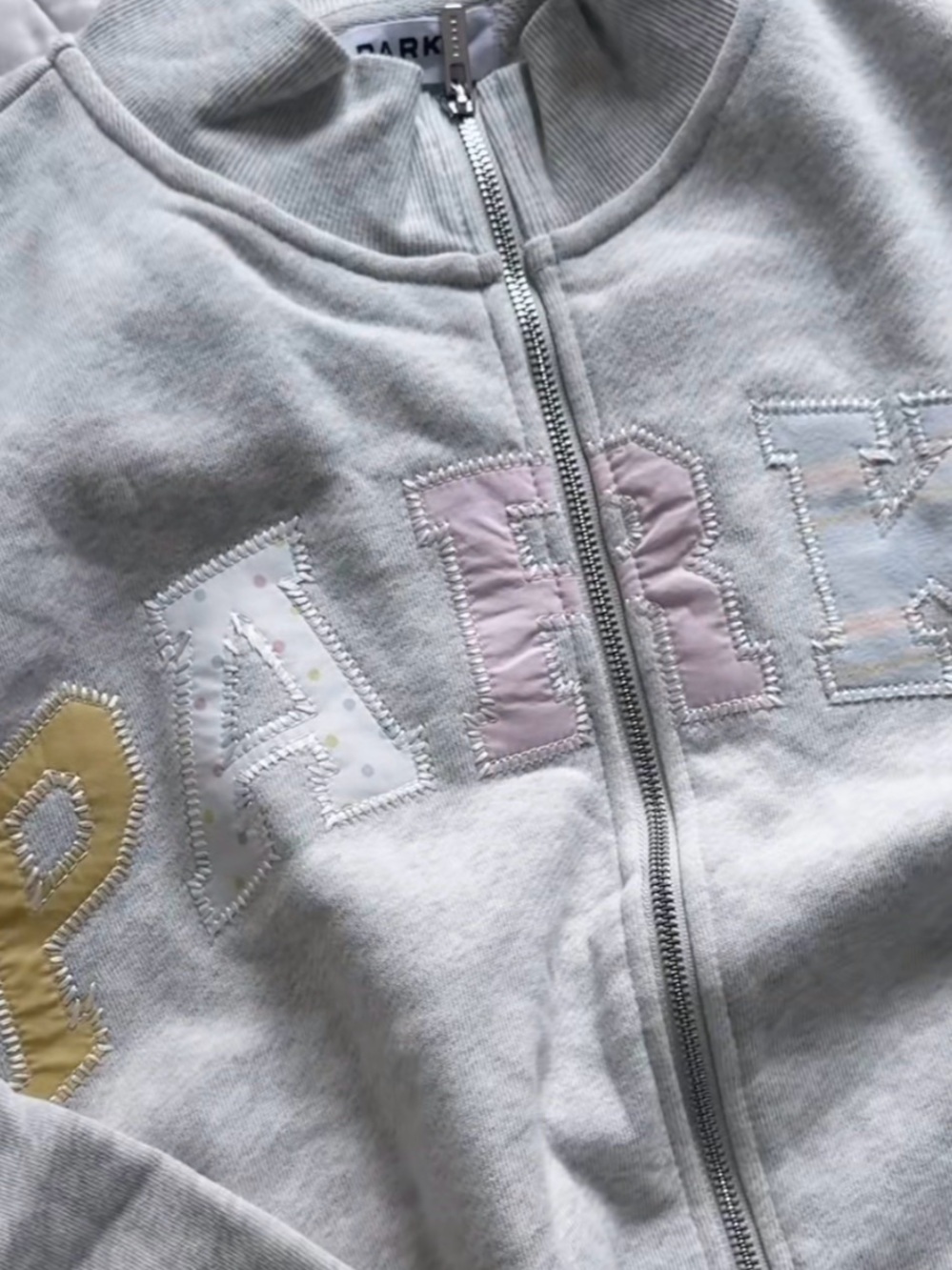 PARKE Birthday Zip Up Patch Patchwork Mockneck Size L/XL 🎂 - Picture 5 of 10